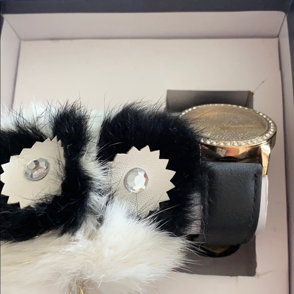 SALE! Gold / Leather Watch & Fur Purse Charm / Key Chain - Picture 7 of 11